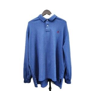 Polo Ralph Lauren Long Sleeve Polo Blue Mens XL 100% Cotton Pony Logo Classic